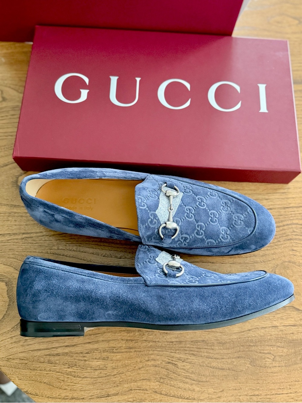 Gucci Blue Suede Guccissima Horsebit Loafers - Picture 3 of 7